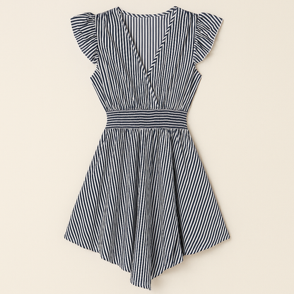 Alessia – Abito Mini A Righe Con Scollo A V