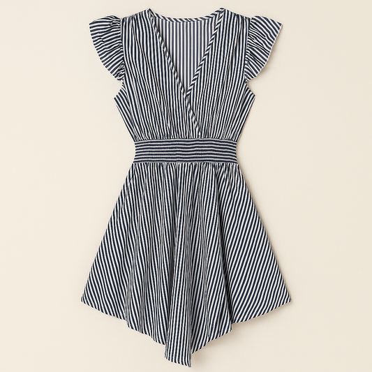 Alessia – Abito Mini A Righe Con Scollo A V