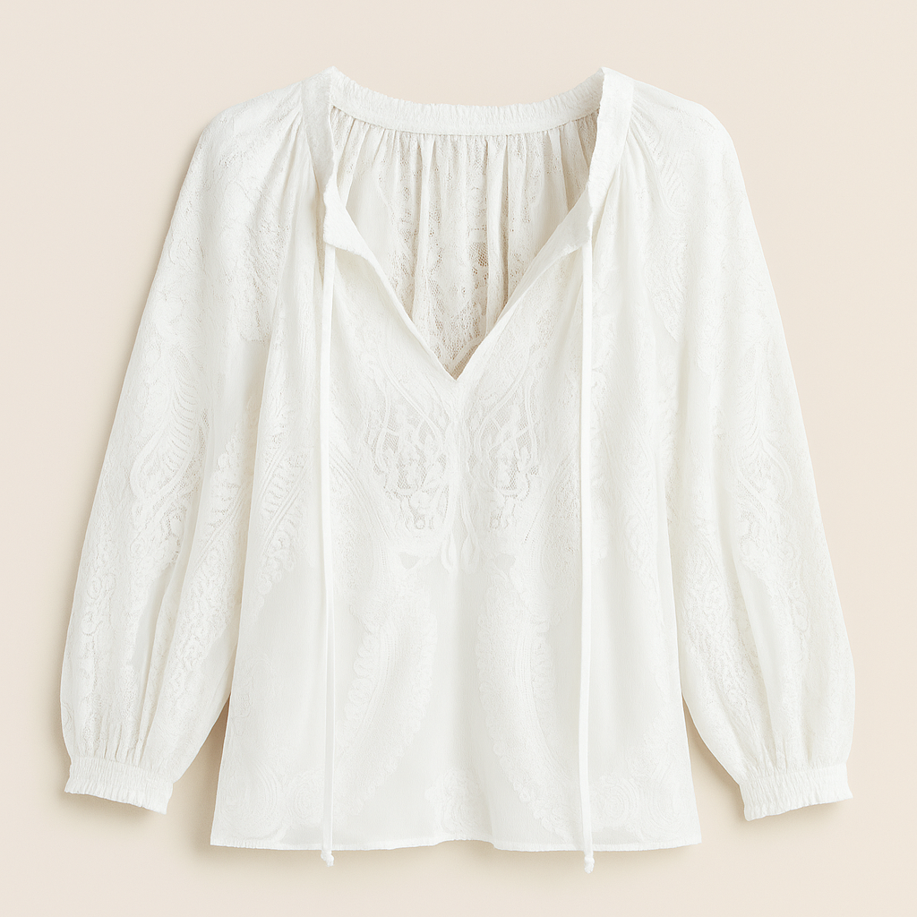 Karla – Camicetta In Stile Bohémien Con Scollo A V E Linee Fluide