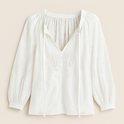 Karla – Camicetta In Stile Bohémien Con Scollo A V E Linee Fluide