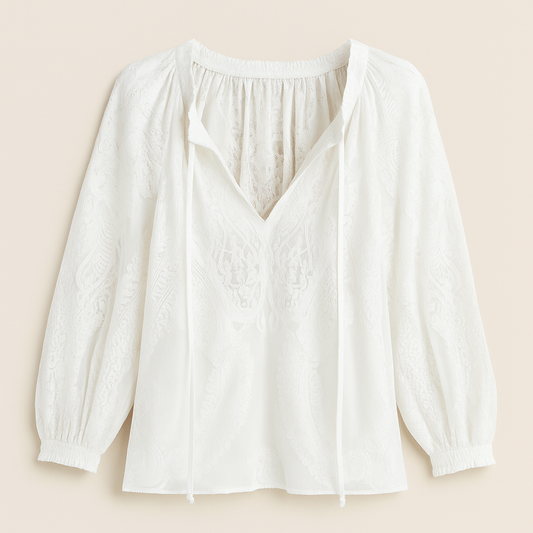 Karla – Camicetta In Stile Bohémien Con Scollo A V E Linee Fluide