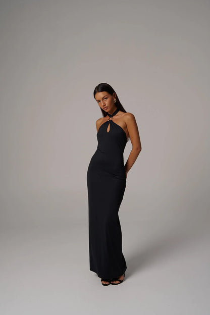 Delia - Abito Nero Donna Elegante Raffinato