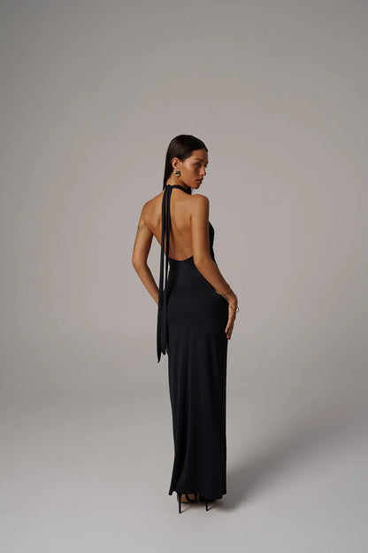 Delia - Abito Nero Donna Elegante Raffinato