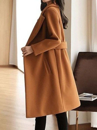 Katia - Cappotto Lungo Donna Doppio Petto con Cintura