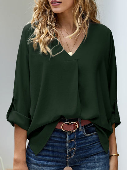 Letizia - Blusa Elegante Scollo V Maniche Lunghe Donna