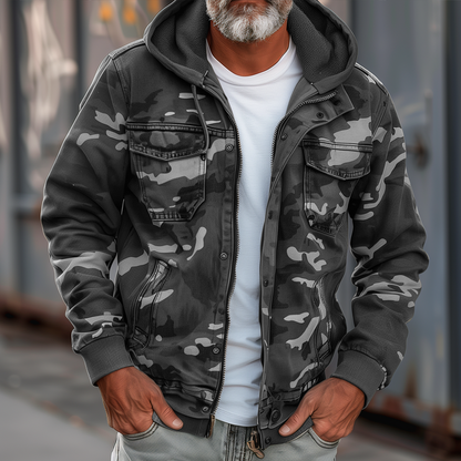 Ruggero - Giacca Cargo Uomo Camouflage Con Cappuccio
