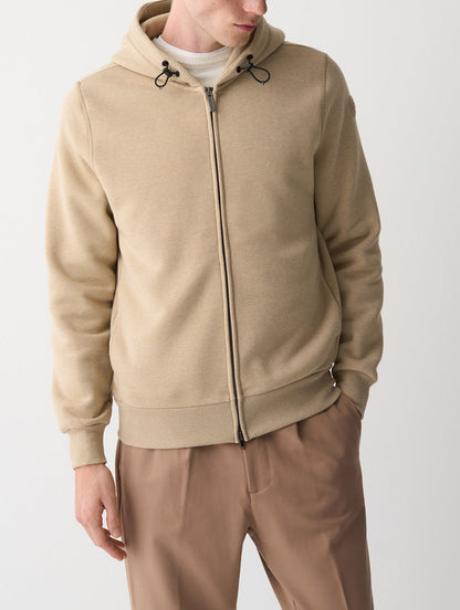 Jacopo - Felpa Uomo Zip Cappuccio Beige Mocaccino