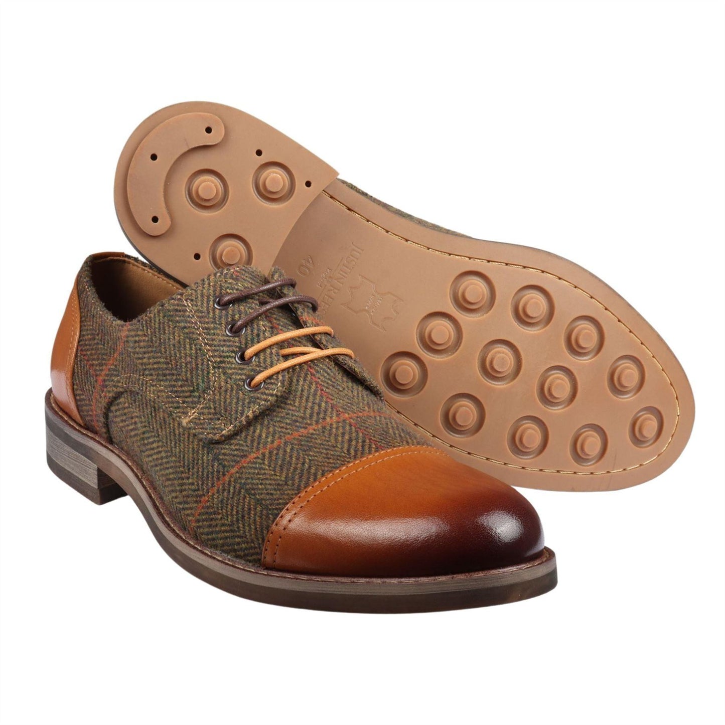 Michele – Oxford Uomo in Pelle Premium con Dettaglio Tweed