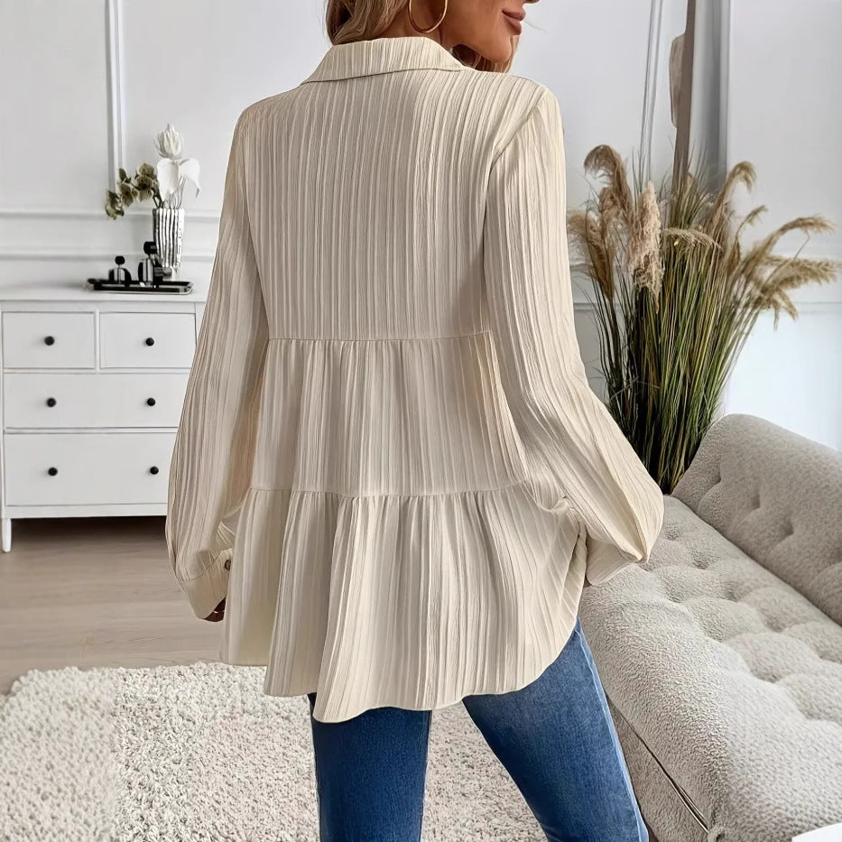 Fiorella - Camicia Pullover in Cotone a Maniche Lunghe