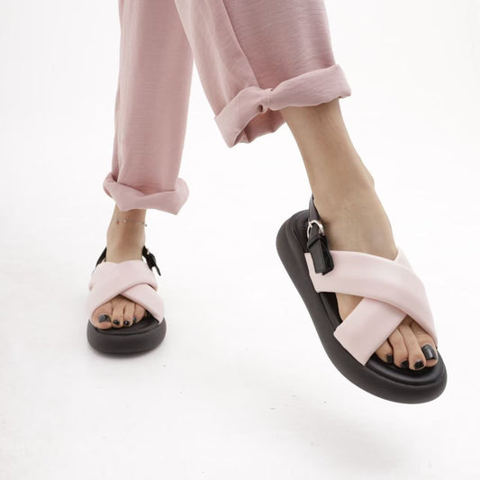 Agata – Sandali donna platform doppio fondo fasce incrociate