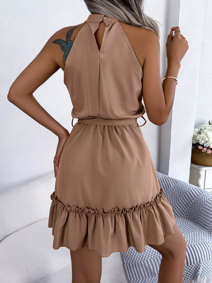 Lucrezia - Abito A-Line Collo Halter Orlo Volant Donna