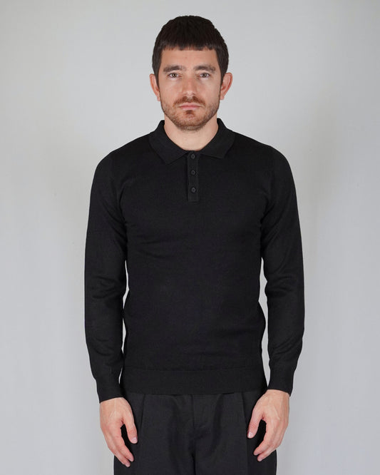 Ricardus - Polo Manica Lunga Uomo Nera Maglia Elegante