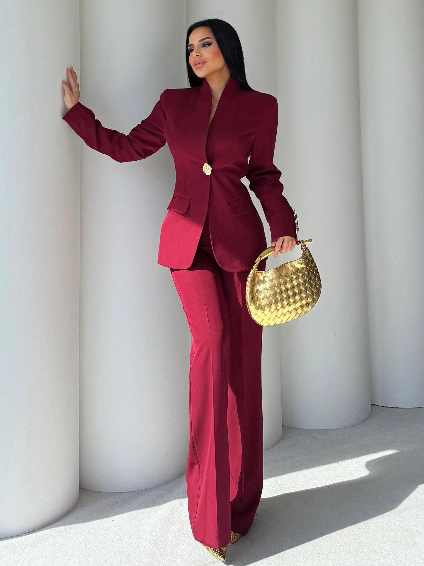 Honoria - Completo Giacca Pantalone Palazzo Bottoni Dorati