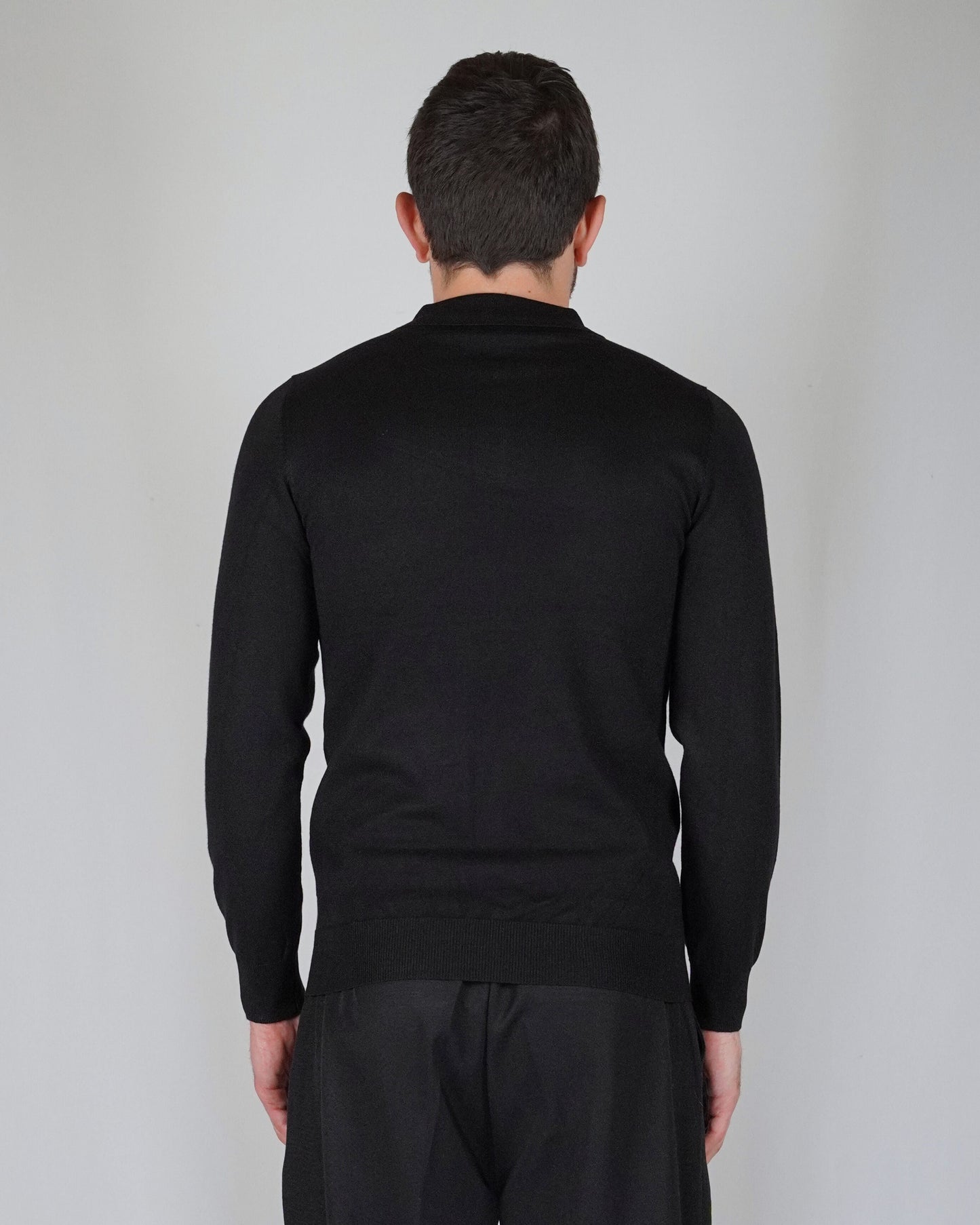 Ricardus - Polo Manica Lunga Uomo Nera Maglia Elegante