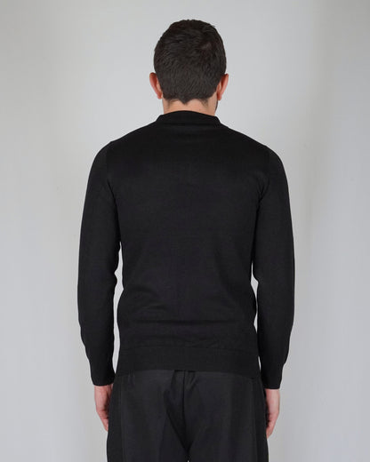 Ricardus - Polo Manica Lunga Uomo Nera Maglia Elegante