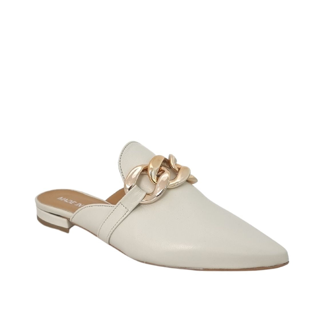 Rini – Slippers a Punta Nere con Catena Elegante