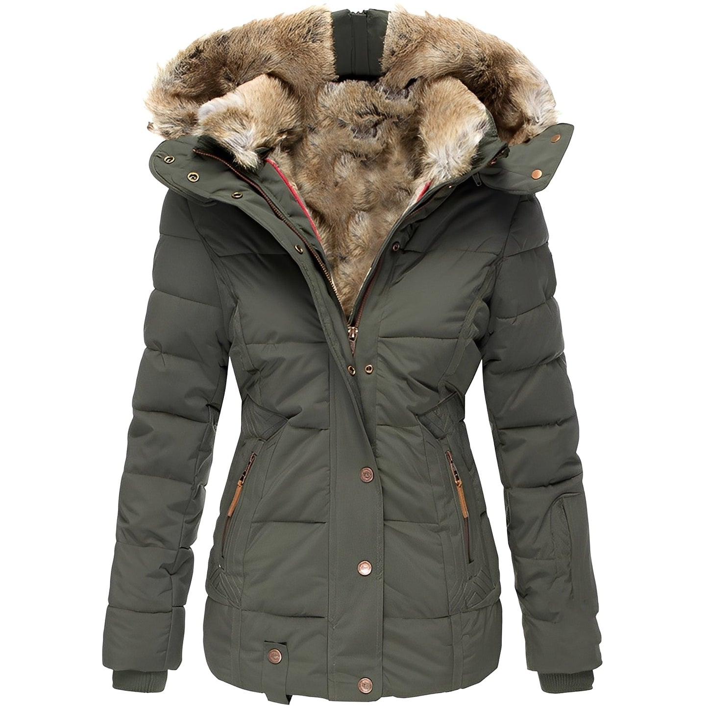 Fulvia - Giacca elegante e sottile con colletto in pelliccia per donna