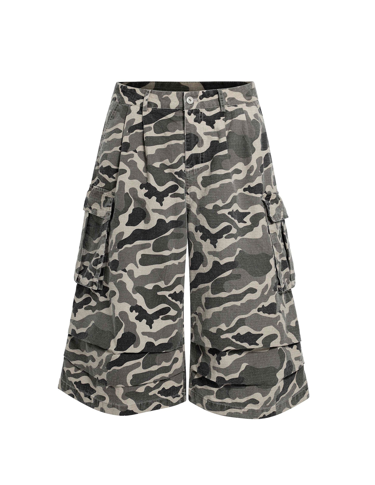 Pura - Pantaloni Cargo Capri Camouflage Ruched Donna Moderni