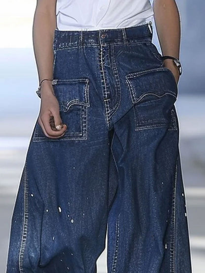 Tiziana - Jeans Donna Casual Loose con Tasche Multiple
