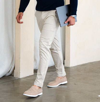 Kenneth - Mocassini Uomo Beige Eleganti Stile Promenade