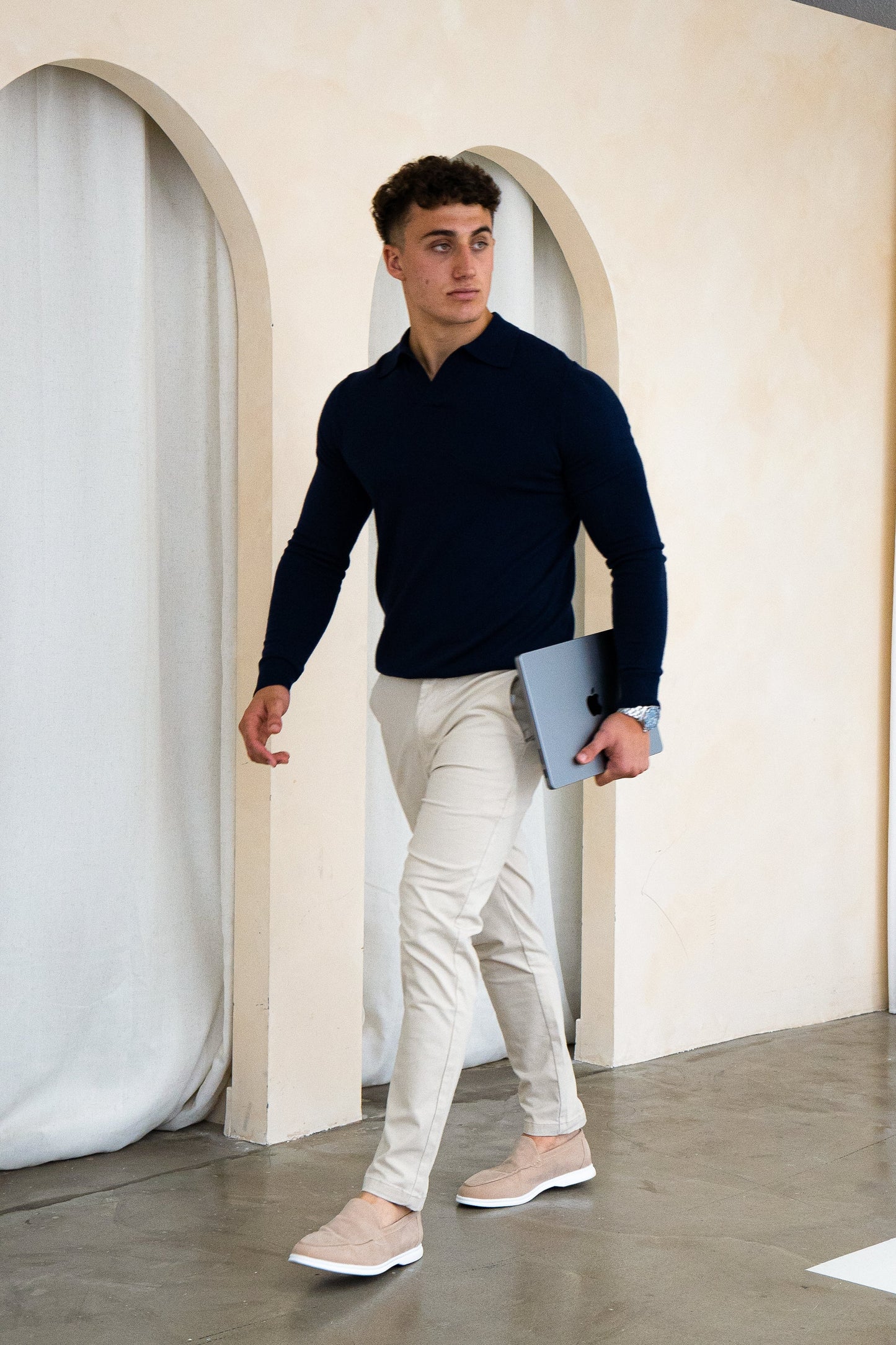 Joshua - Polo Uomo Manica Lunga Nero Elegante Classico