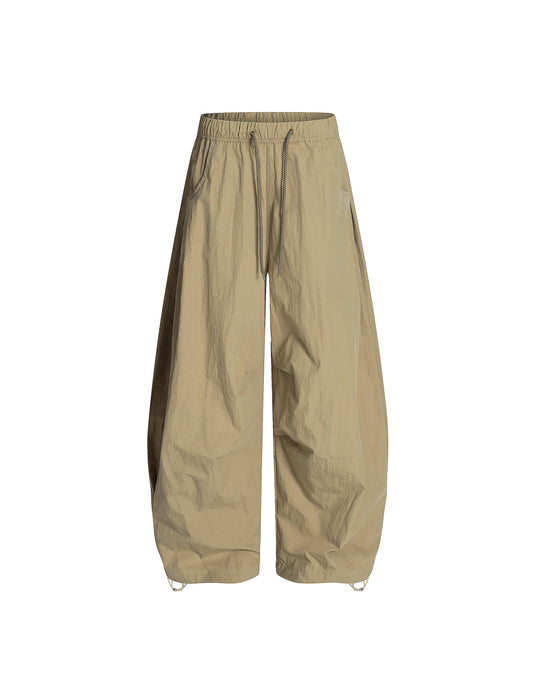Pietrina - Pantaloni Wide Leg Barrel Plissé Vita Coulisse