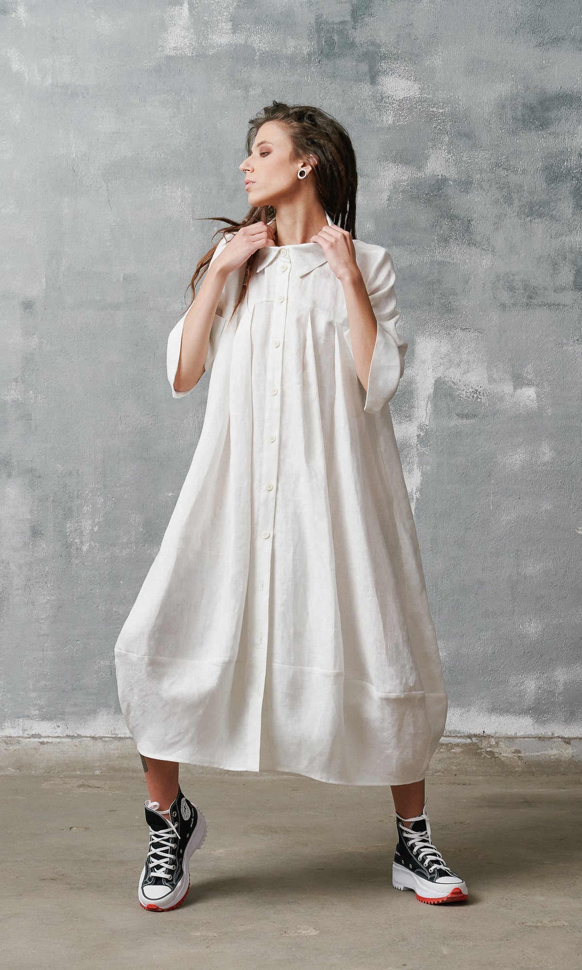 Quinara - Abito Camicia Cocoon Donna Naturale Fresco Moderno