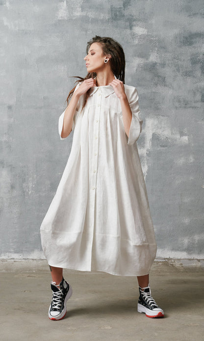Quinara - Abito Camicia Cocoon Donna Naturale Fresco Moderno