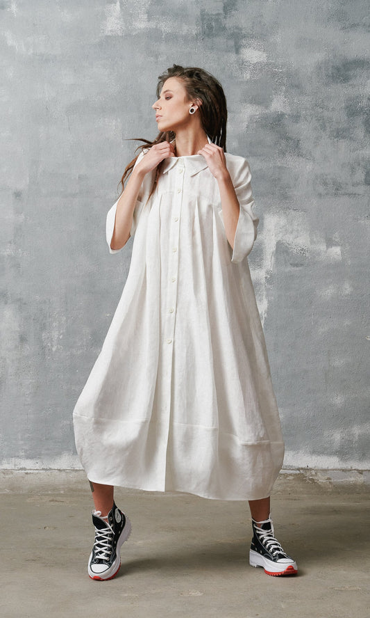 Quinara - Abito Camicia Cocoon Donna Naturale Fresco Moderno