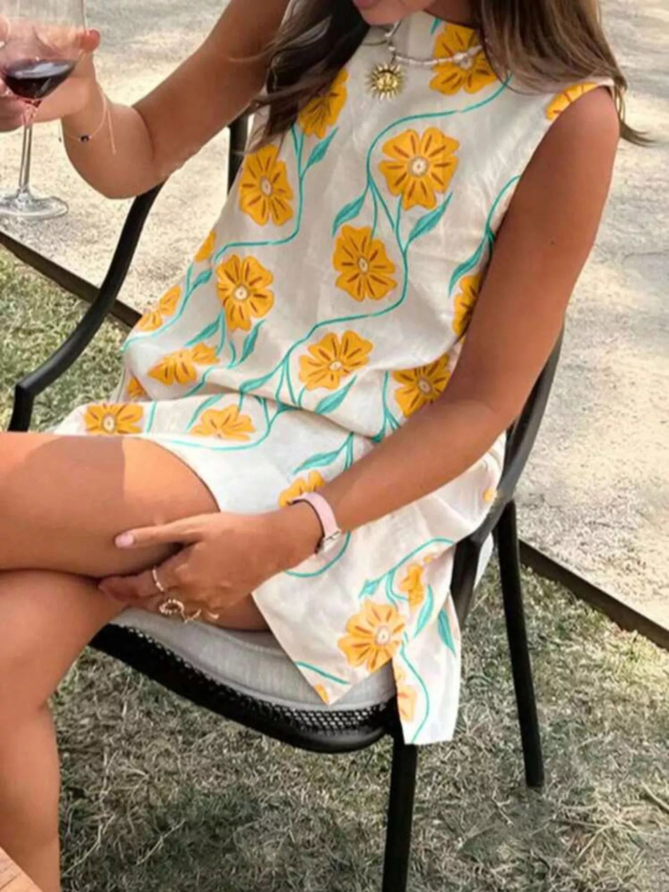 Morena - Abito Mini Floreale Senza Maniche Donna Estivo