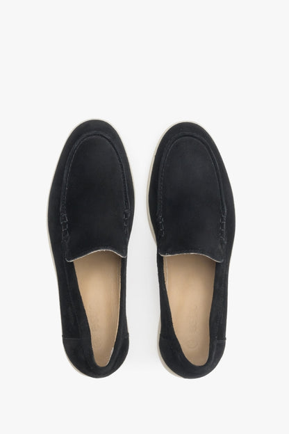 Clelia - Women's Black Genuine Velour Loafers Estro ER00113447