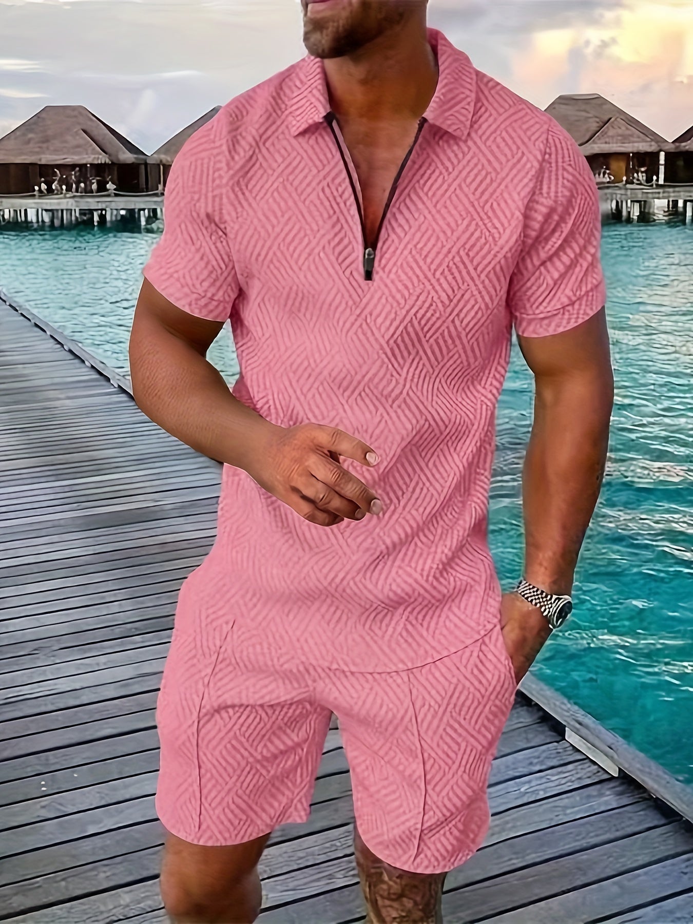 Flavio – Set Polo E Pantaloncini Con Esclusiva Fantasia Geometrica