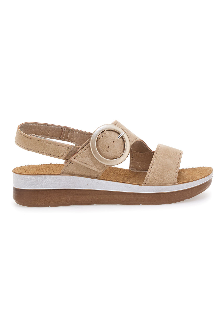 Carla - Sandali Beige Zeppa Leggera Cinturino Comfort