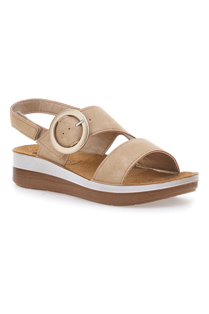 Carla - Sandali Beige Zeppa Leggera Cinturino Comfort