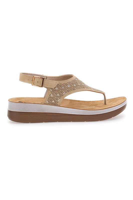 Diana - Sandali Beige Plantare Soft Donna Comfort Moderni