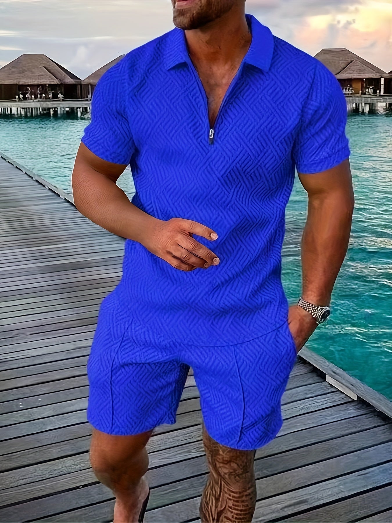 Flavio – Set Polo E Pantaloncini Con Esclusiva Fantasia Geometrica