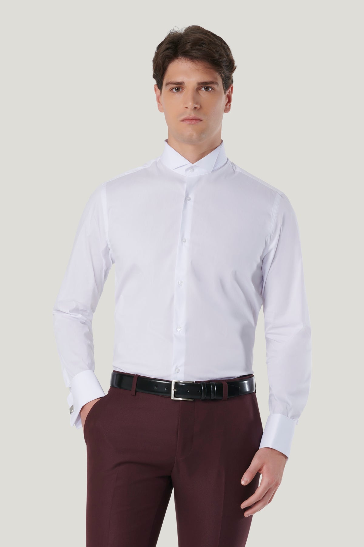 Kasper - Camicia Uomo Collo Diplomatico Bianca Elegante