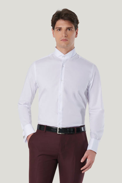 Kasper - Camicia Uomo Collo Diplomatico Bianca Elegante