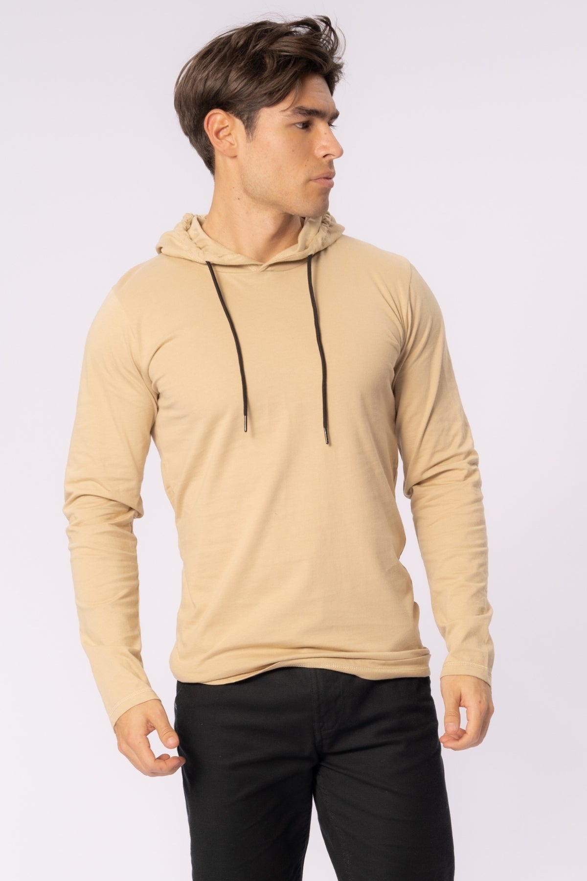 Libero - Felpa Uomo Leggera Cappuccio Kaki Casual