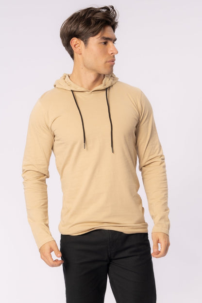 Libero - Felpa Uomo Leggera Cappuccio Kaki Casual
