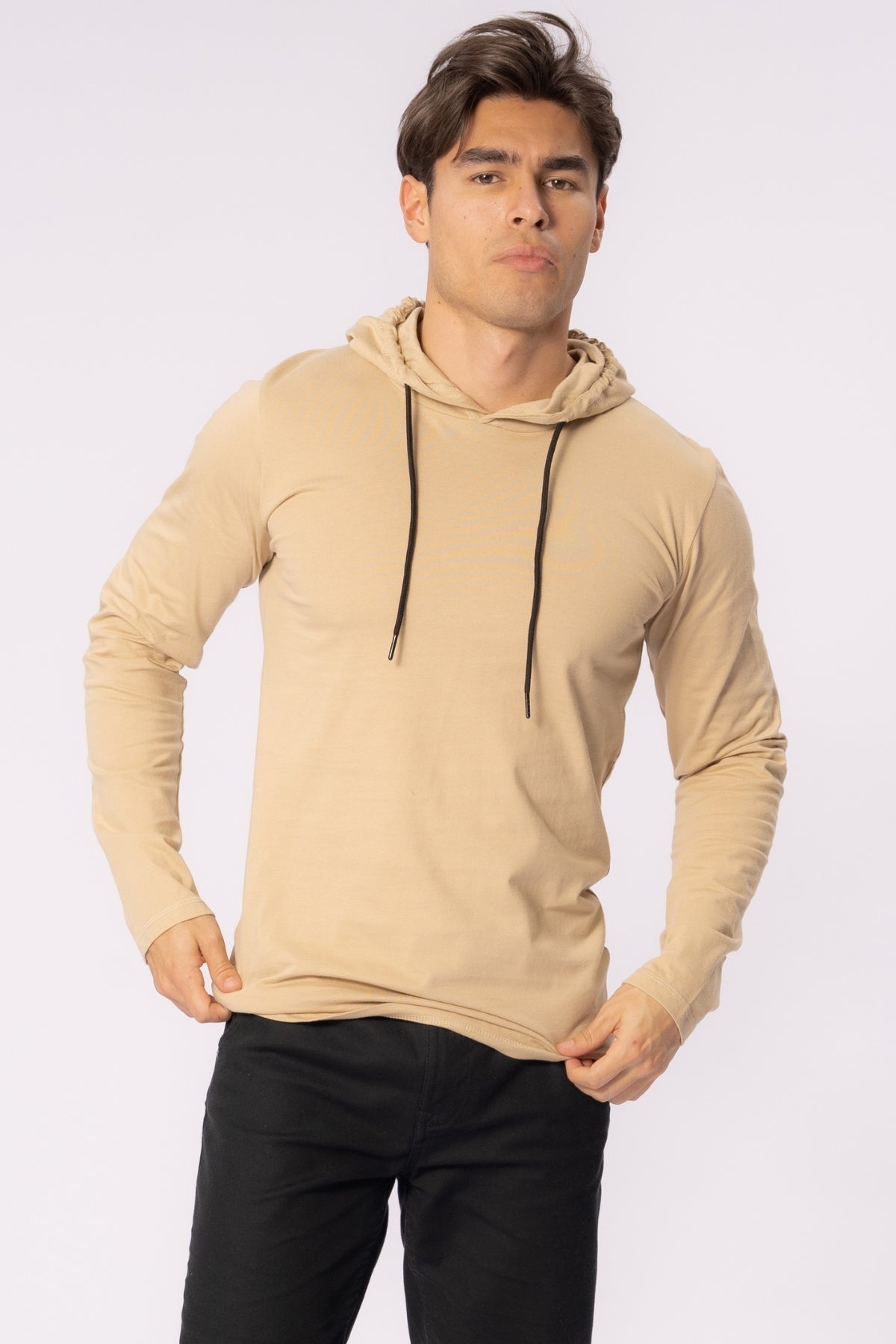 Libero - Felpa Uomo Leggera Cappuccio Kaki Casual