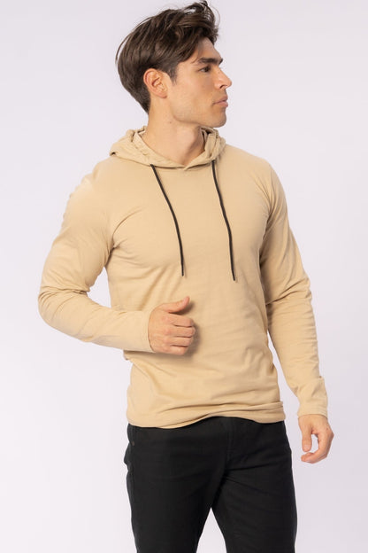 Libero - Felpa Uomo Leggera Cappuccio Kaki Casual