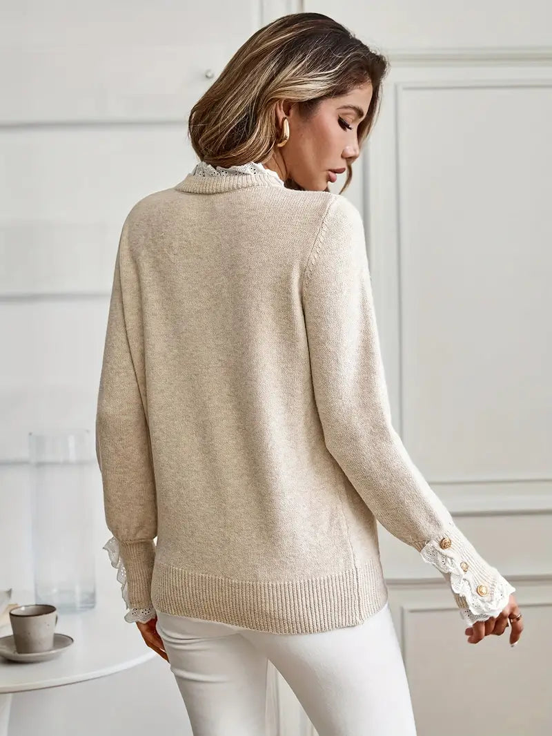 Orsina – Maglione Donna Maniche Lunghe con Volant Elegante