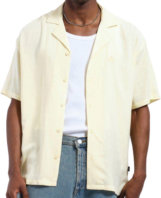 Angelo - Camicia Denim Madi Ricami Giallo Chiaro