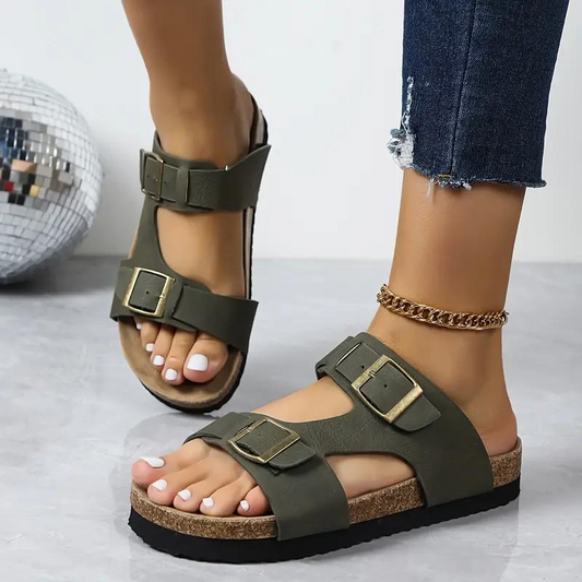 Olimpia – Sandali Platform con Fibbie Dorate Eleganti