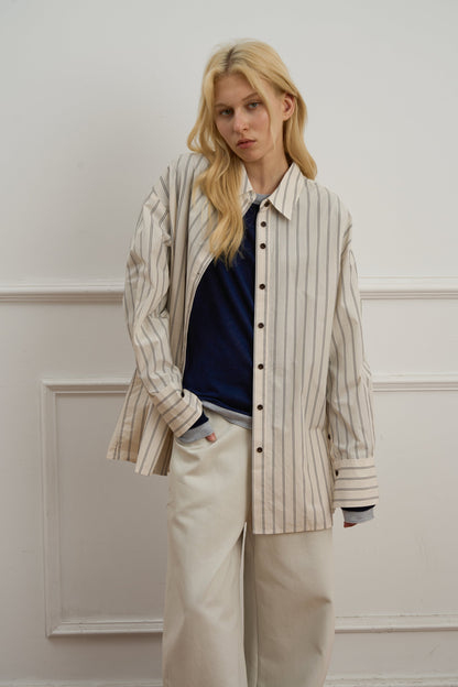Quirina - Camicia Casual Bold Stripes Color Blocking