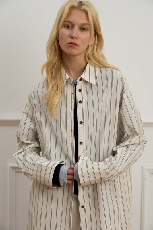 Quirina - Camicia Casual Bold Stripes Color Blocking