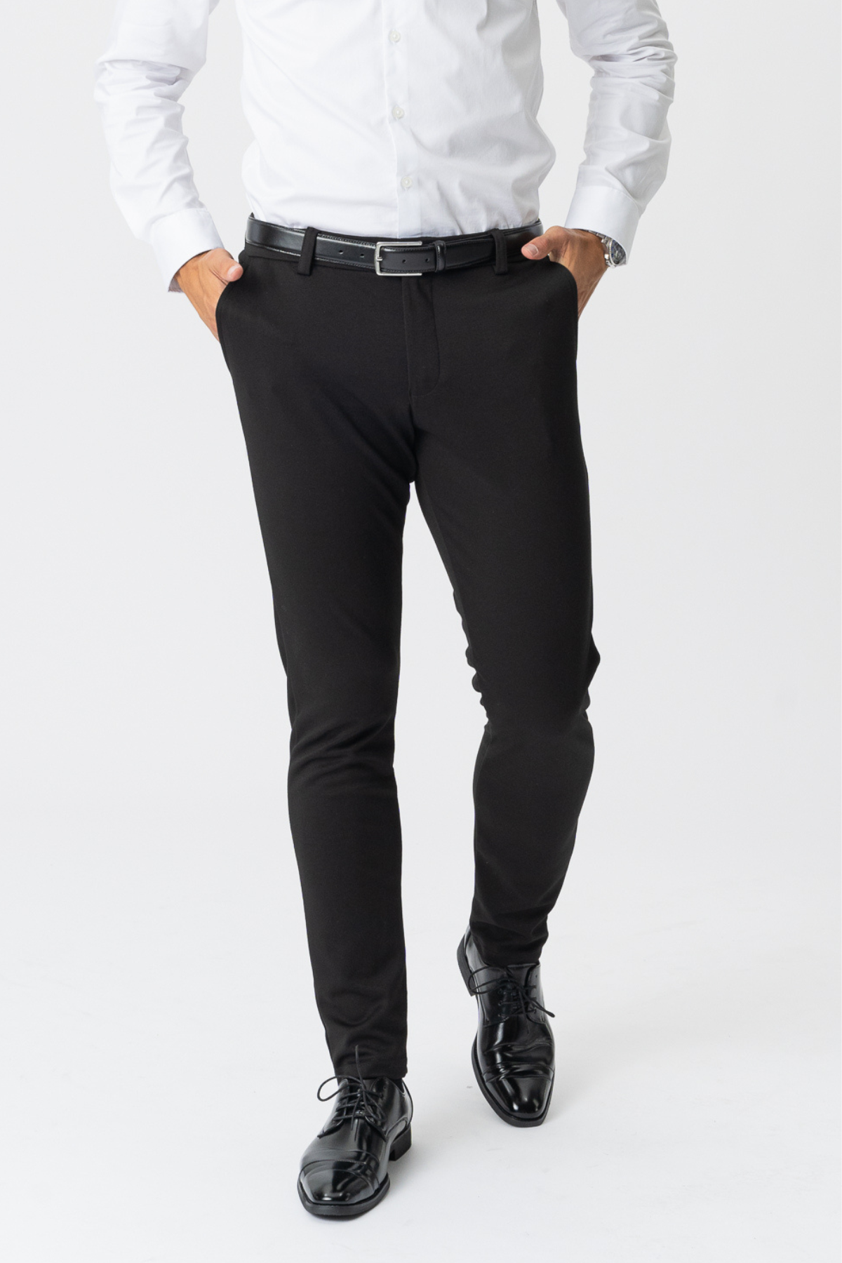 Lamberto - Pantaloni Uomo Neri Eleganti Stile Formale Casual