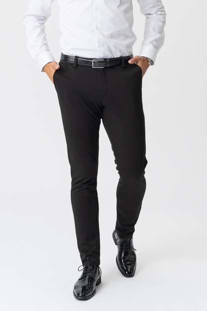 Lamberto - Pantaloni Uomo Neri Eleganti Stile Formale Casual