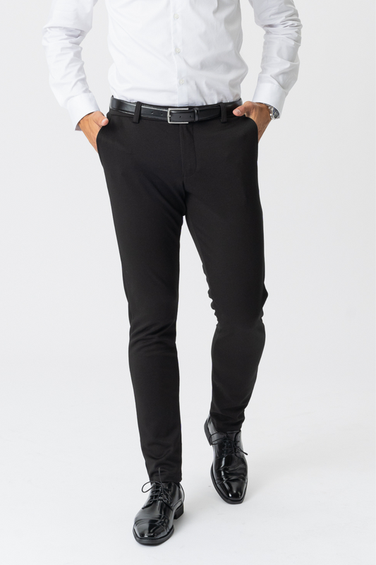 Lamberto - Pantaloni Uomo Neri Eleganti Stile Formale Casual